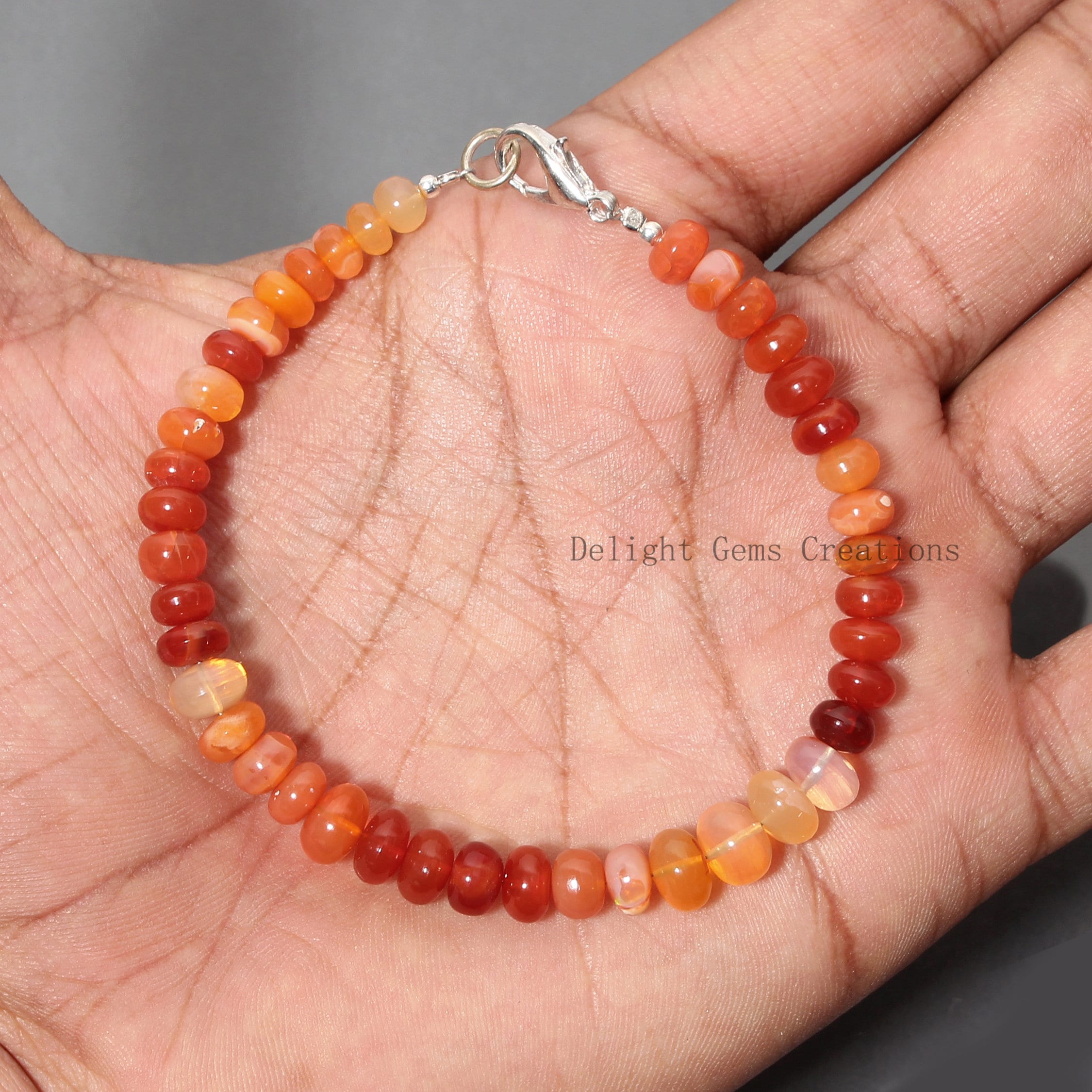 Mexican Fire Opal Bracelet 6mm Fire Opal Beads shaded Etsy