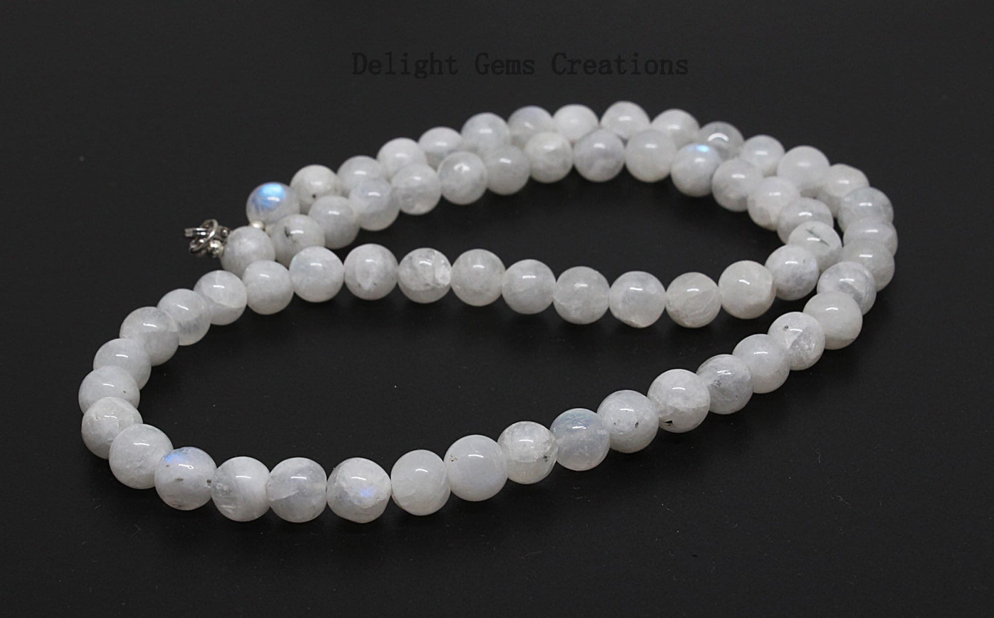 7- 7.5mm High Quality Rainbow Moonstone Crystal Necklace