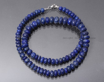 Lapis Lazuli Gemstone Necklace, 5.5-9mm Rondell Blue Beads