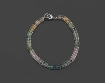 Fluorite Beaded Bracelet, 6mm Fluorite Smooth Tyre Round Beads Bracelet , Natural Fluorite Gemstone Jewelry, Birthday Wear- Christmas Gift