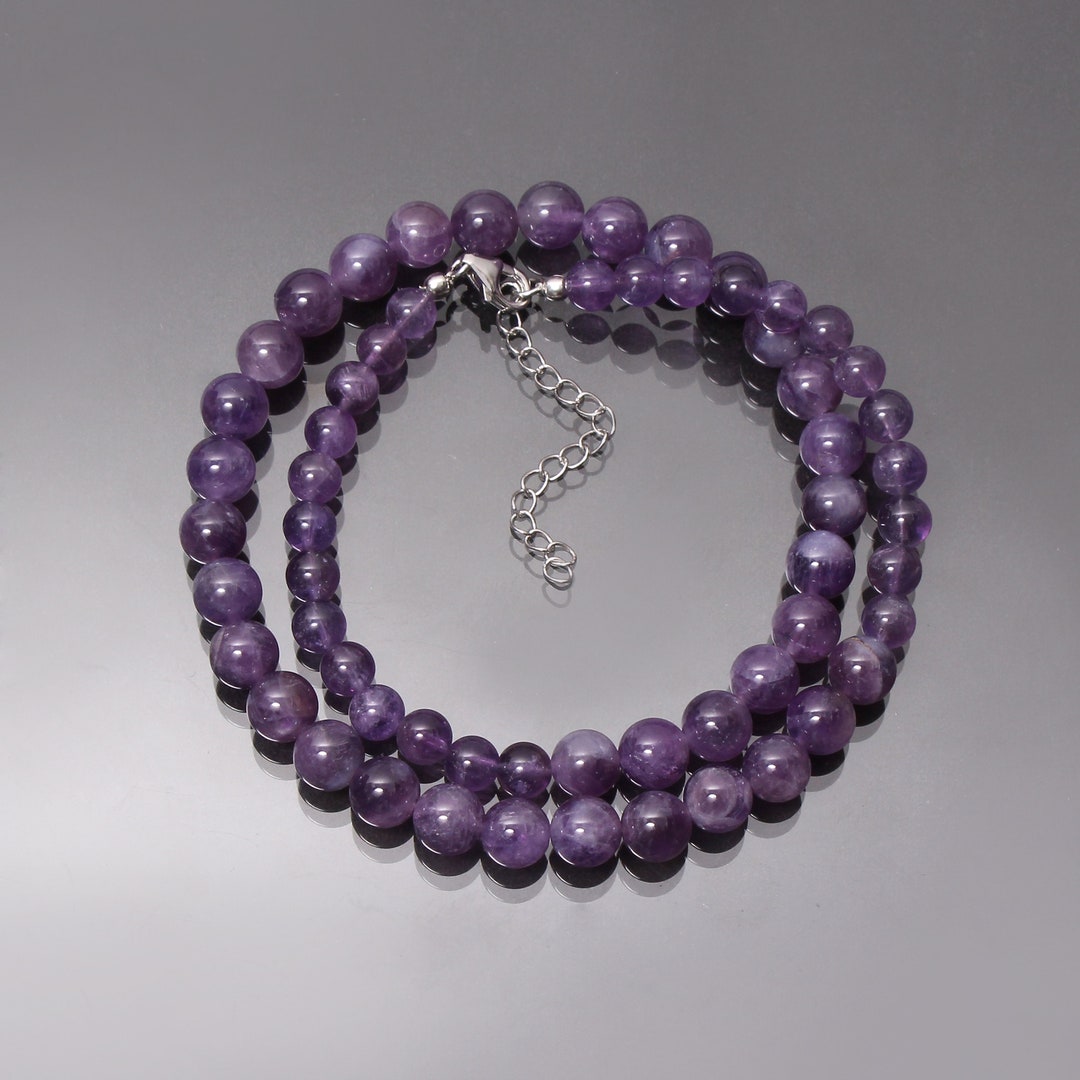 Collana corta Ametista e Ag 925, sfere 10mm - Collane corte a Sfere