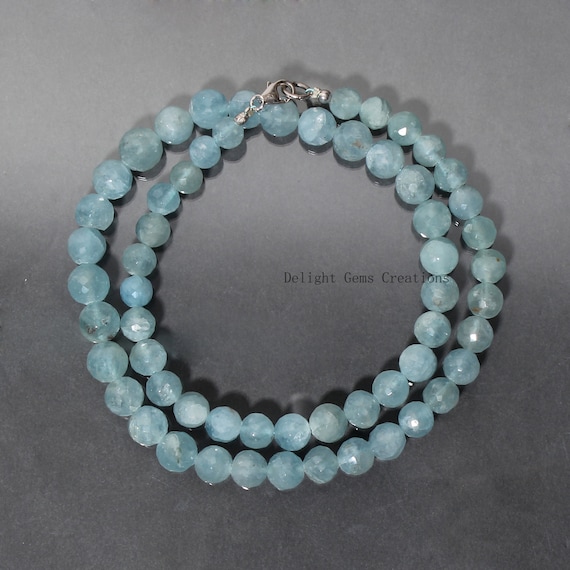 Aquamarine bead necklace sale