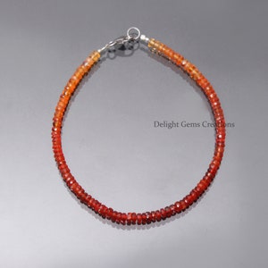 Mexican Fire Opal Beaded Bracelet, 3mm Fire Opal Faceted Rondelle Beads Bracelet, Opal Jewelry, Beautiful Handmade Bracelet Gift For Her