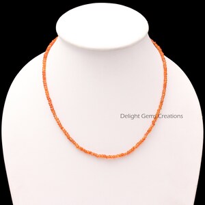 AAA Orange Carnelian beaded necklace-3.5mm Faceted rondelle orange gemstone jewelry-925 sterling silver-handmade necklace-special gifts zdjęcie 5
