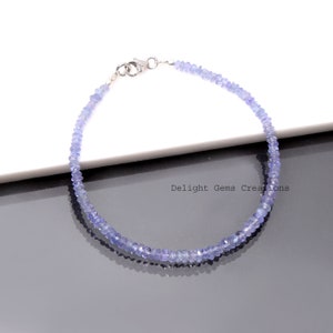 Natural Tanzanite Beaded Bracelet, 3.5-4mm Tanzanite Faceted Rondelle Bead Bracelet, Gemstone Bracelet, AAA++ quality Tanzanite Bracelet
