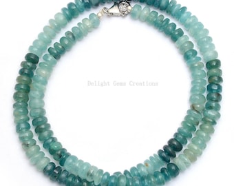 Grandidierite Beaded Necklace, Smooth Rondelle Gemstone, 18"