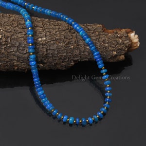 Natuurlijke AAA ++ Blauwe Ethiopische Opal kralen ketting-4mm-5mm gladde rondelle edelsteen ketting- Opaal sieraden-Verjaardag geschenken-bruidsmeisje cadeau