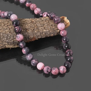 Natuurlijke rhodonietketting, 10 mm roze rhodoniet gladde ronde kralenketting, rhodonietsieraden, damesketting, cadeau voor haar
