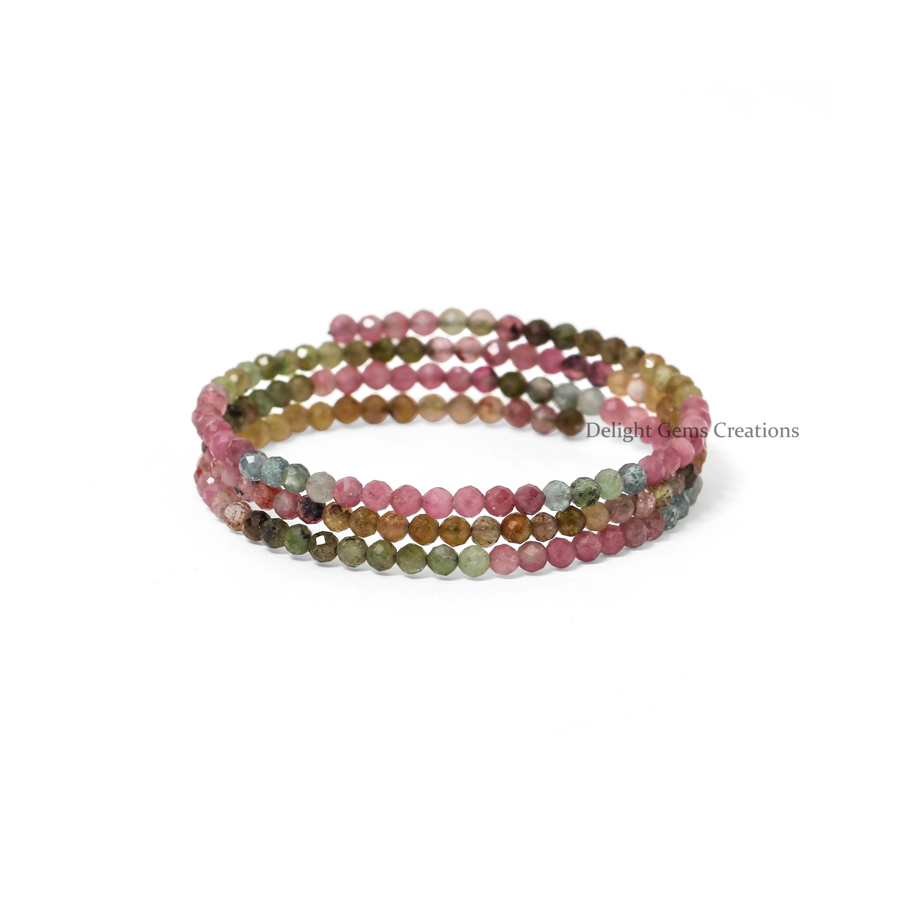 ワイヤービーズトルマリンバングル、ユニークな手作りビーズバングル