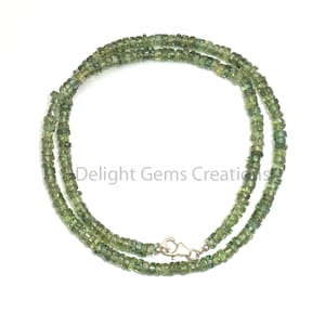 Green Apatite Beaded Necklace, 4-5mm Tyre Beads, 18 Inches