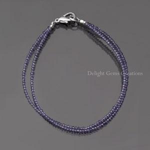 Natural Purple Iolite Beaded Bracelet- 2 MM Iolite Faceted Round Gemstone Bracelet-Minimalist Bracelet-Women Bracelet-Customize Bracelet