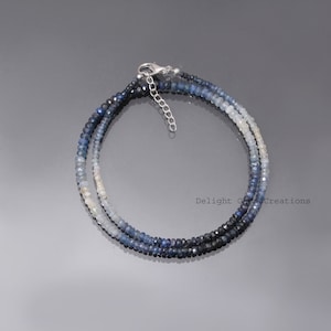 Christmas Sale-Natural precious shaded sapphire gemstone necklace-3mm-3.5mm faceted rondell sapphire beaded jewelry-Make her/him day special
