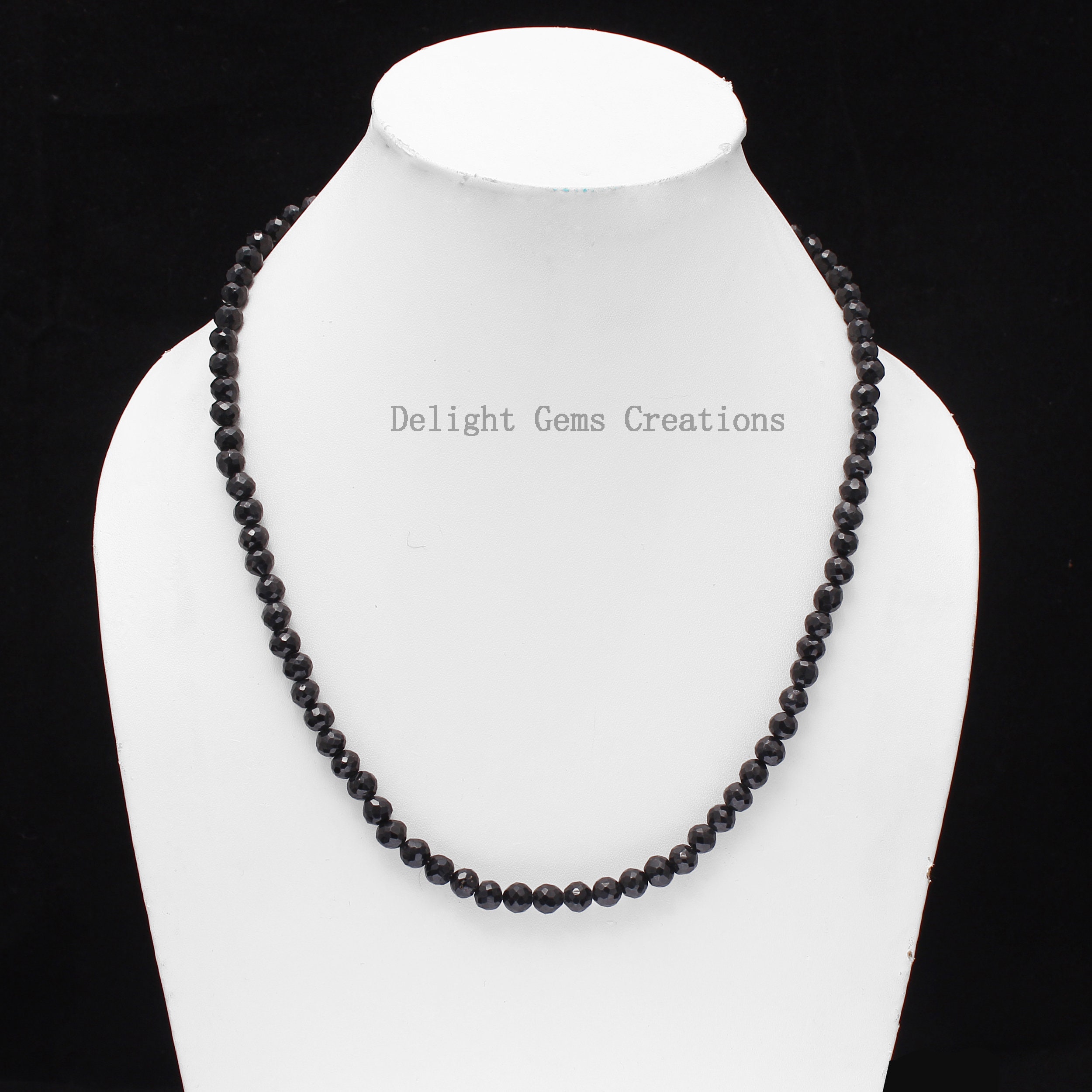 Black Spinel Beaded Necklace  Sterling Silver – Burton's Gems and