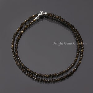 Cat&#39;s Eye Beaded Necklace 3mm Cat&#39;s Eye Micro Faceted Round Beads Necklace, Women&#39;s Necklace, Cats Eye Jewelry, Boho Necklace, Minimalist
