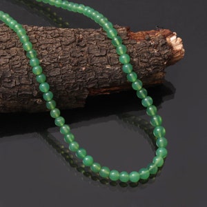 Genuine green chrysoprase beaded necklace-4.5mm-6mm smooth round gemstone necklace-925 silver lobster clasp-birthstone necklace-GIFT ITEM