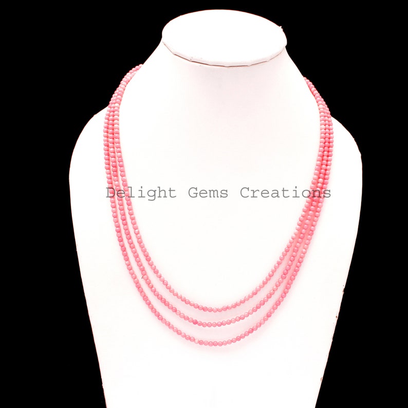 SALE Pink Coral Necklace 3mm Pink Coral Round Beaded Necklace Etsy