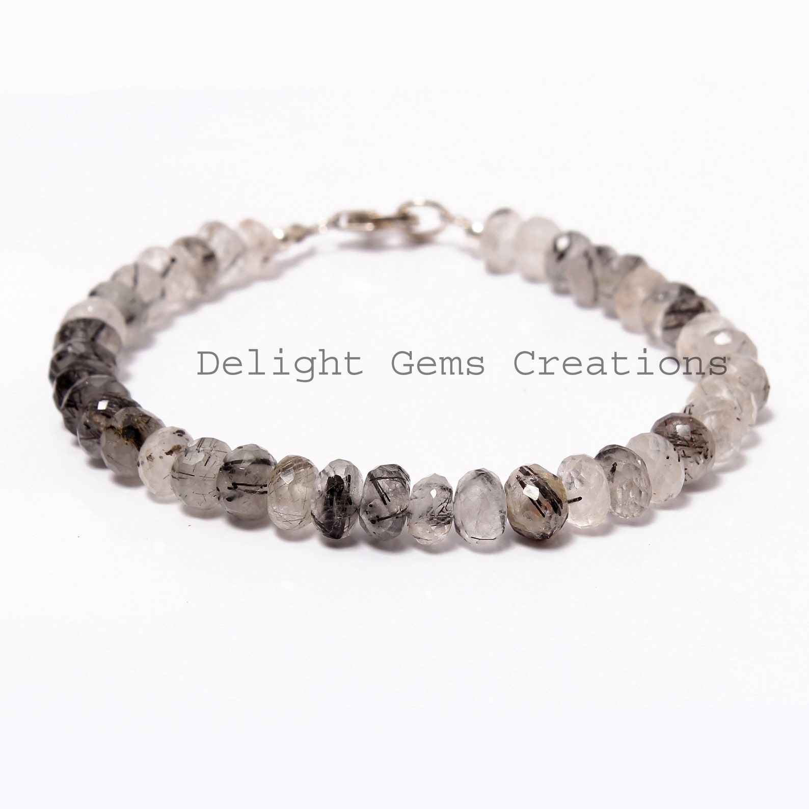 Black rutilated quartz bracelet Clearance