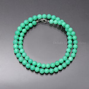 Natural Chrysoprase Round Beads Necklace, 6-6.5mm Chrysoprase Gemstone Beaded Necklace, Anniversary Gift, May Birthstone, Women Necklace