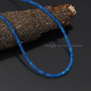 Natural AAA++ Blue Ethiopian Opal beaded necklace-2.5mm-4mm smooth rondelle gemstone necklace-Opal jewelry-Anniversary gifts-bridesmaid gift
