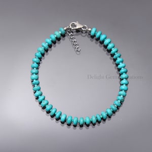 Natürliche Türkis Perlen Armband, Arizona Türkis 5,5 mm Glatte Rondelle Perlenarmband, Türkis Designer Armband, Frauen Armband