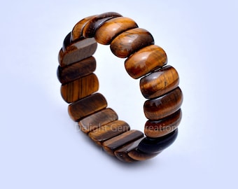 Handmade Tiger Eye Beaded Bracelet – Gemstone Stretch Jewelry