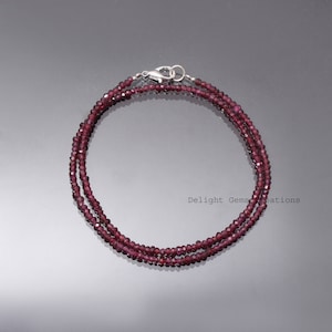 Exclusive red rhodolite garnet beaded necklace-3MM faceted rondelle red gemstone jewelry-Micro faceted beads-best gifts for Christmas her