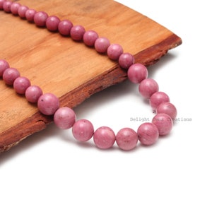 AAA Red Rhodonite Beads Necklace-Natural Rhodonite Gemstone Necklace-7MM-11MM Smooth Round Rhodonite Women Jewelry-925 Silver Magnetic Lock