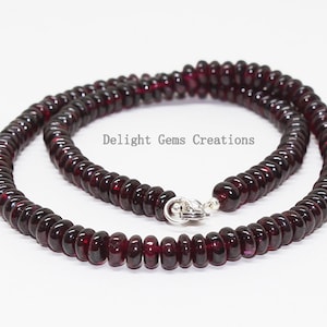 Natural Garnet Necklace, 5.5 to 6mm Garnet Smooth Roundel Beads Necklace 18&quot;, Red Mozambique Garnet Beaded Necklace, Wedding,Bridesmaid Gift