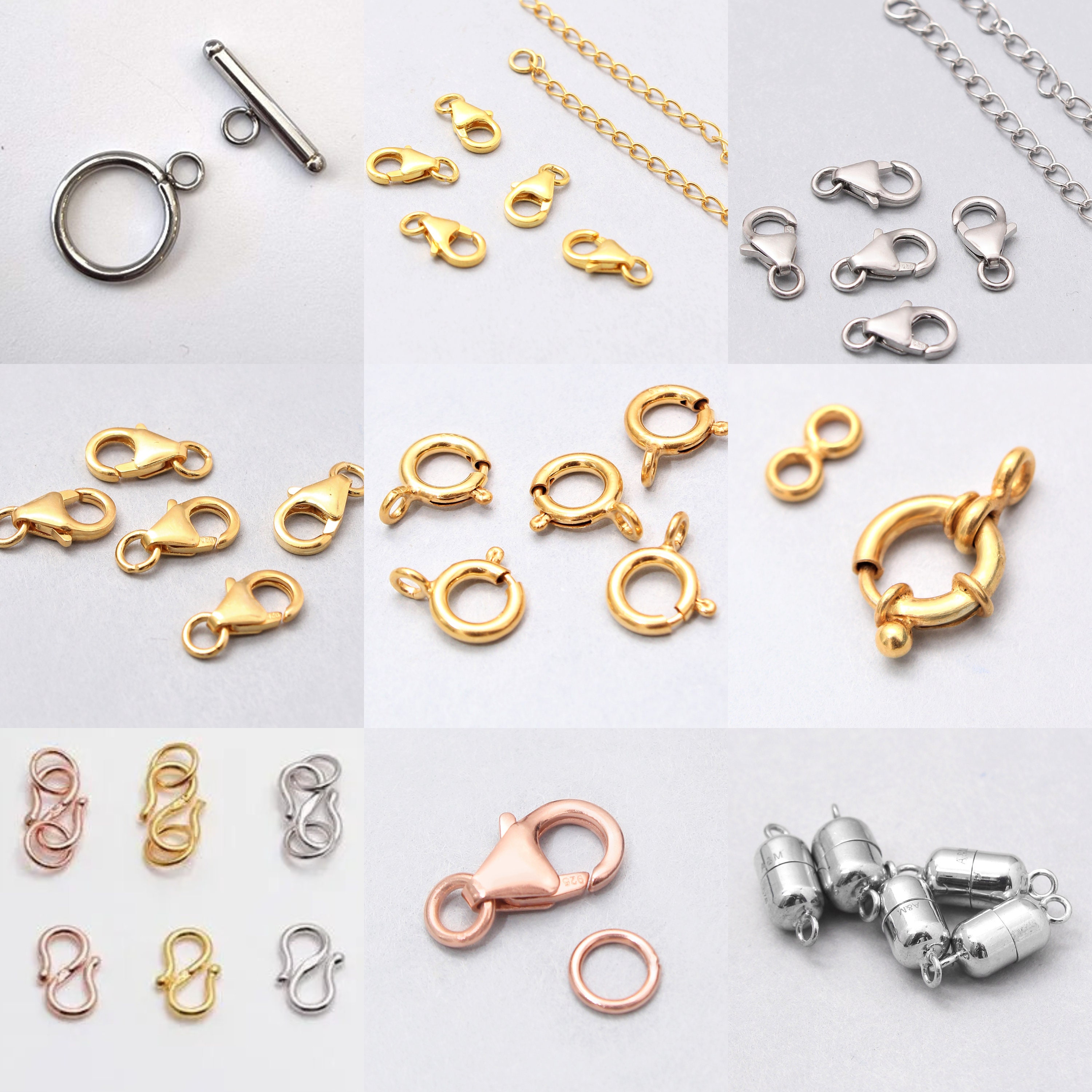 5PCs/6Pcs Accessories Silver Gold Extender DIY Connector Hook Necklace  Bracelet Connector Buckle Magnetic Clasps Jewelry Making Supplies