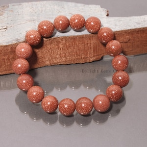 Golden Orange Sunstone Bead Bracelet, 12mm Sunstone Smooth Round Beads Stretch Bracelet, Gemstone Stacking Bracelet For Men And Women&#39;