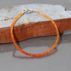 Mexican Fire Opal Beaded Bracelet, 3mm Fire Opal Faceted Rondelle Beads Bracelet, Opal Jewelry, Beautiful Handmade Bracelet Gift For Her