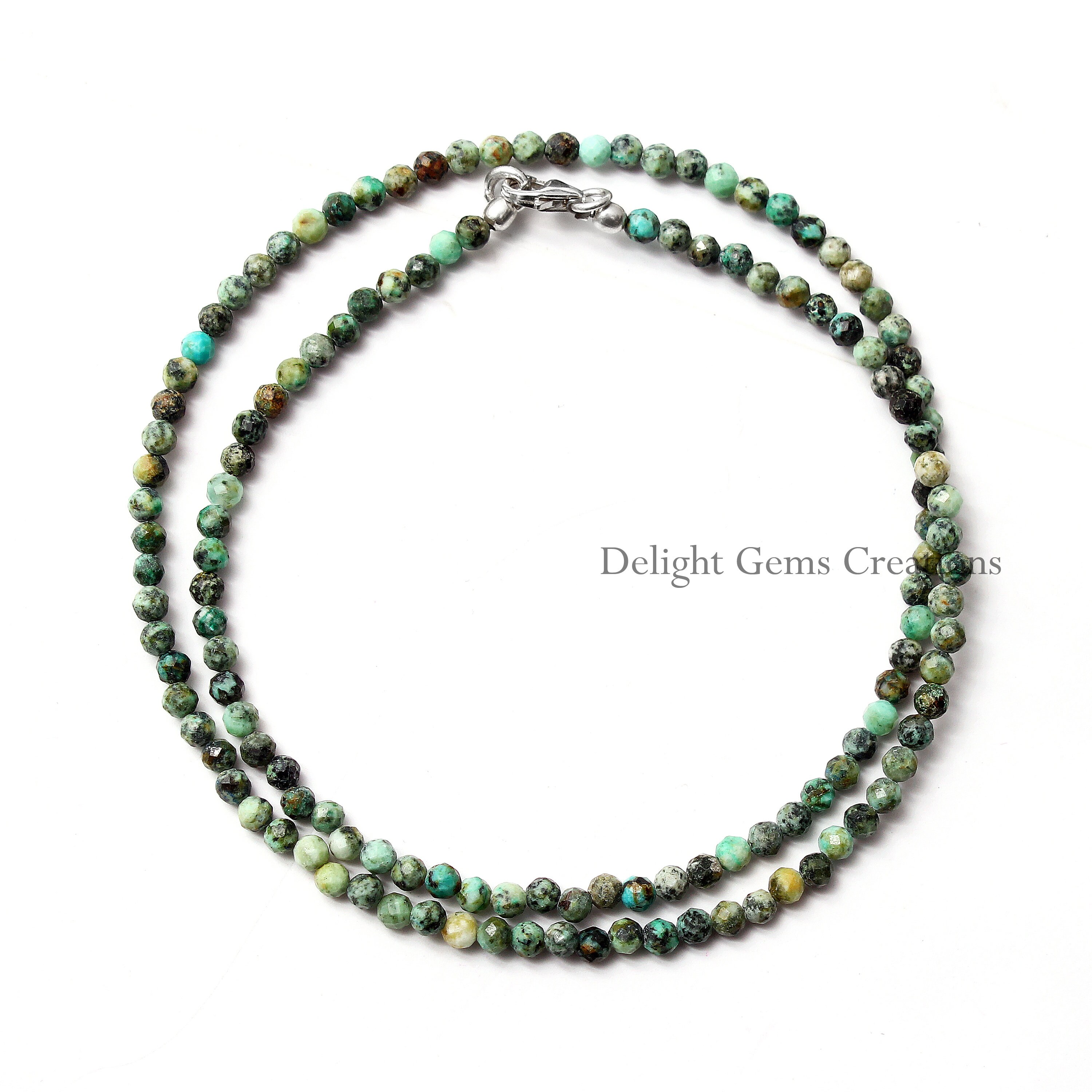 Collier 3 Perles Turquoise Africaine – Bijou Minéral – Neuf Avec étiquettes