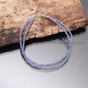 Natural Tanzanite Faceted Beads Bracelet, 2mm Tanzanite Rondelle Beaded Bracelet, Gemstone Bracelet, Multi Strand Bracelet, Gift For Her