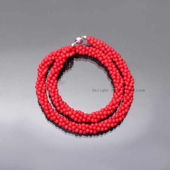 Vintage Garnet Bead Necklace Twisted Rope Strand Gemstone Necklace - Ruby  Lane