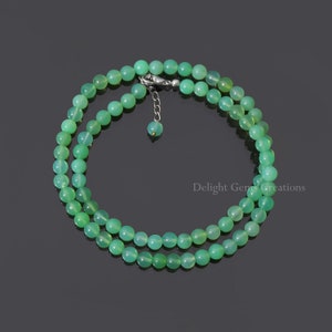 AAA Quality Natural Chrysoprase Beaded Necklace, Genuine Gemstone, Green Gemstone, 6mm Smooth Round Chrysoprase Beads Necklace 18 Inches