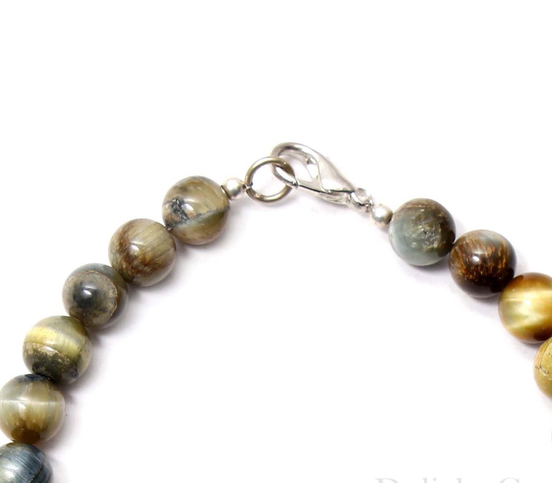 Braccialetto Elasticizzato Con Pietre Naturali Occhio Di Gatto - Perle 8/10/12 Mm, Unisex, Per Yoga E Relax, Regalo