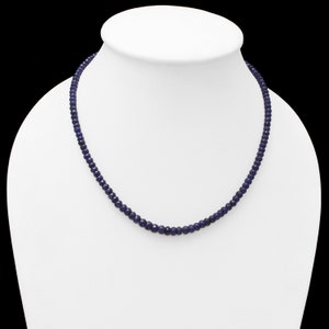 Blue Sapphire Beaded Necklace 4mm-6mm, Sapphire Beads Necklace- faceted rondelle blue gemstone jewelry-Best Gift For Her