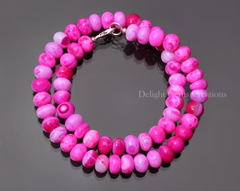 Collana di perline di opale rosa, pietra preziosa rondella da 9 mm, gioielli in opale caramellato