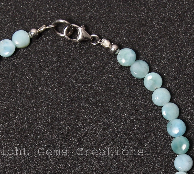natural larimar bracelet beaded bracelet friendship bracelet dominican republic larimar smooth coin 5mm bead bracelet gemstone bracelet