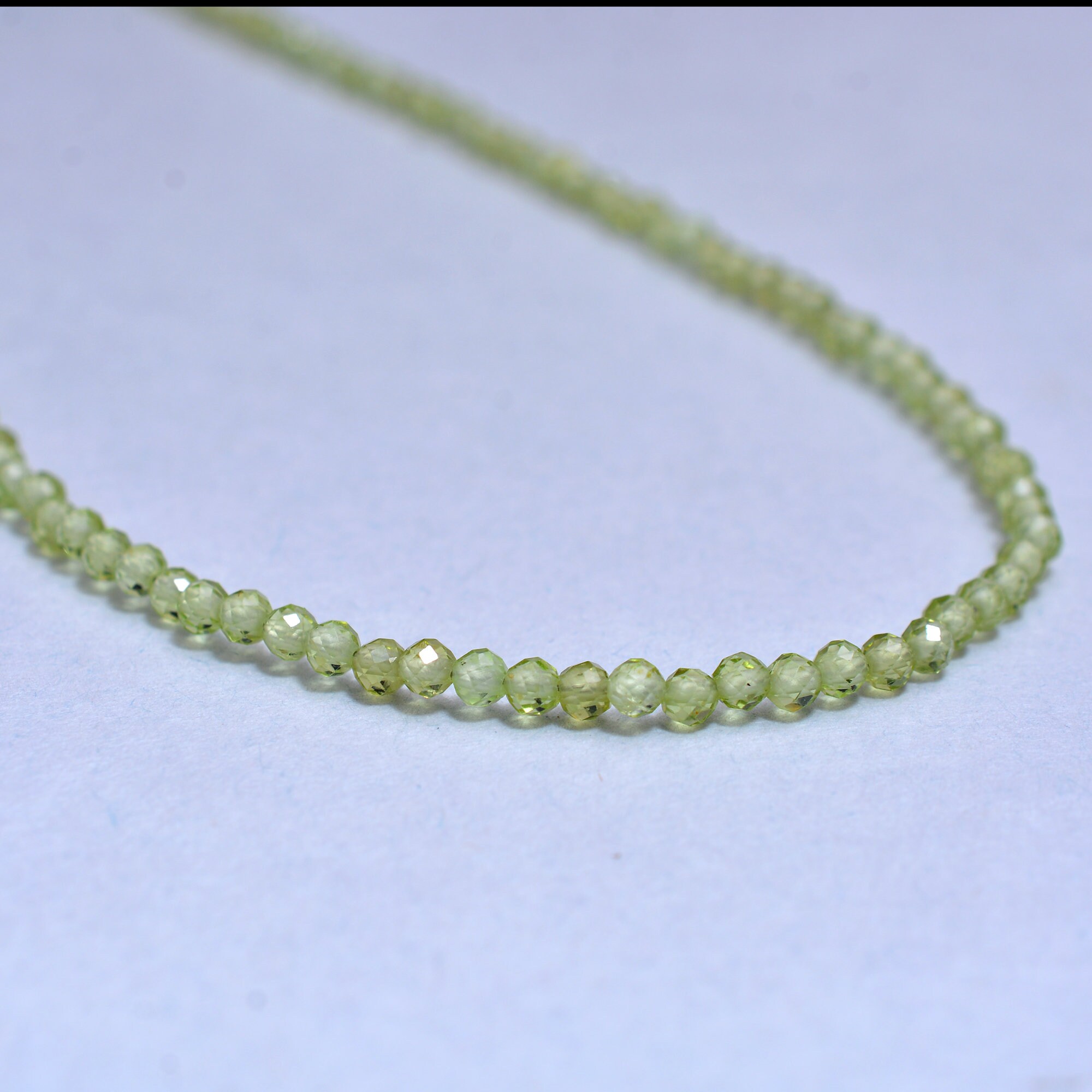Collier Perles En Péridot Naturel Vert - 18 Pouces, Fermoir Homard, Fait Main Inde
