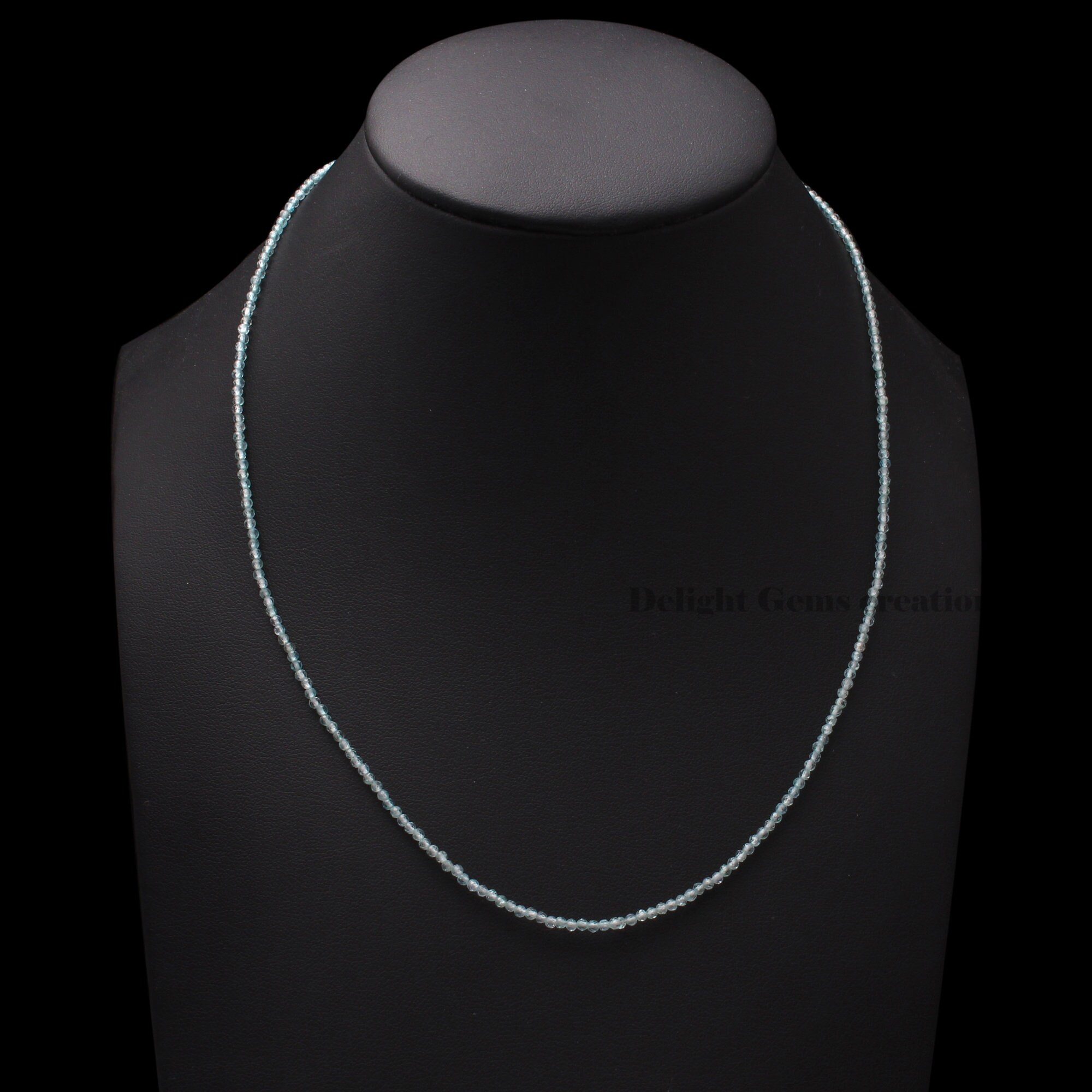Collier Pour Femmes En Apatite Naturelle - Perles Rondelles à Facettes, Longueur 24 Pouces, Réglable