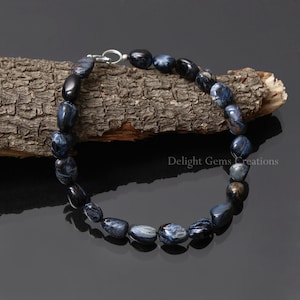 Natural Blue Pietersite Tumble Beads Bracelet, 6x8-7x9 mm PIETERSITE Smooth Nuggets Bracelet, AAA++ Pietersite Jewelry, Women&#39;s, Gift Ideas
