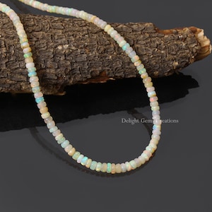 Natuurlijke AAA++ Ethiopische Opaal kralen ketting-3-4,5 mm gladde rondell edelsteen ketting-flitsende stenen sieraden-verjaardag geschenken-bruidsmeisje cadeau