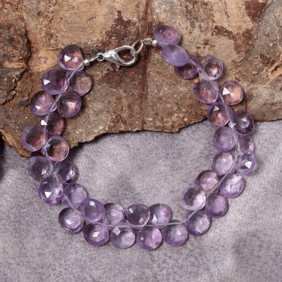 Pink Amethyst Beads Bracelet 8x9mm Pink Amethyst Faceted Pear