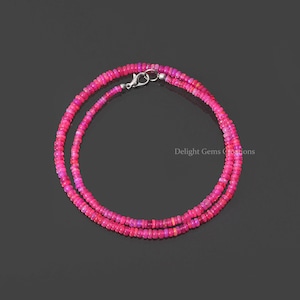 Natuurlijke AAA++ roze Ethiopische opaal kralenketting-3 mm-4 mm gladde rondel edelsteenketting-opaal sieraden-jubileumcadeaus-bruidsmeisje cadeau