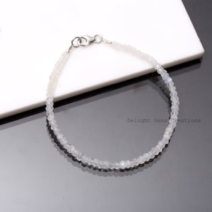 Natural Rainbow Moonstone Beaded Bracelet-4MM Fine cut Faceted Rondell Gemstone Bracelet-AAA Moonstone beads-Handcraft Halloween Gift
