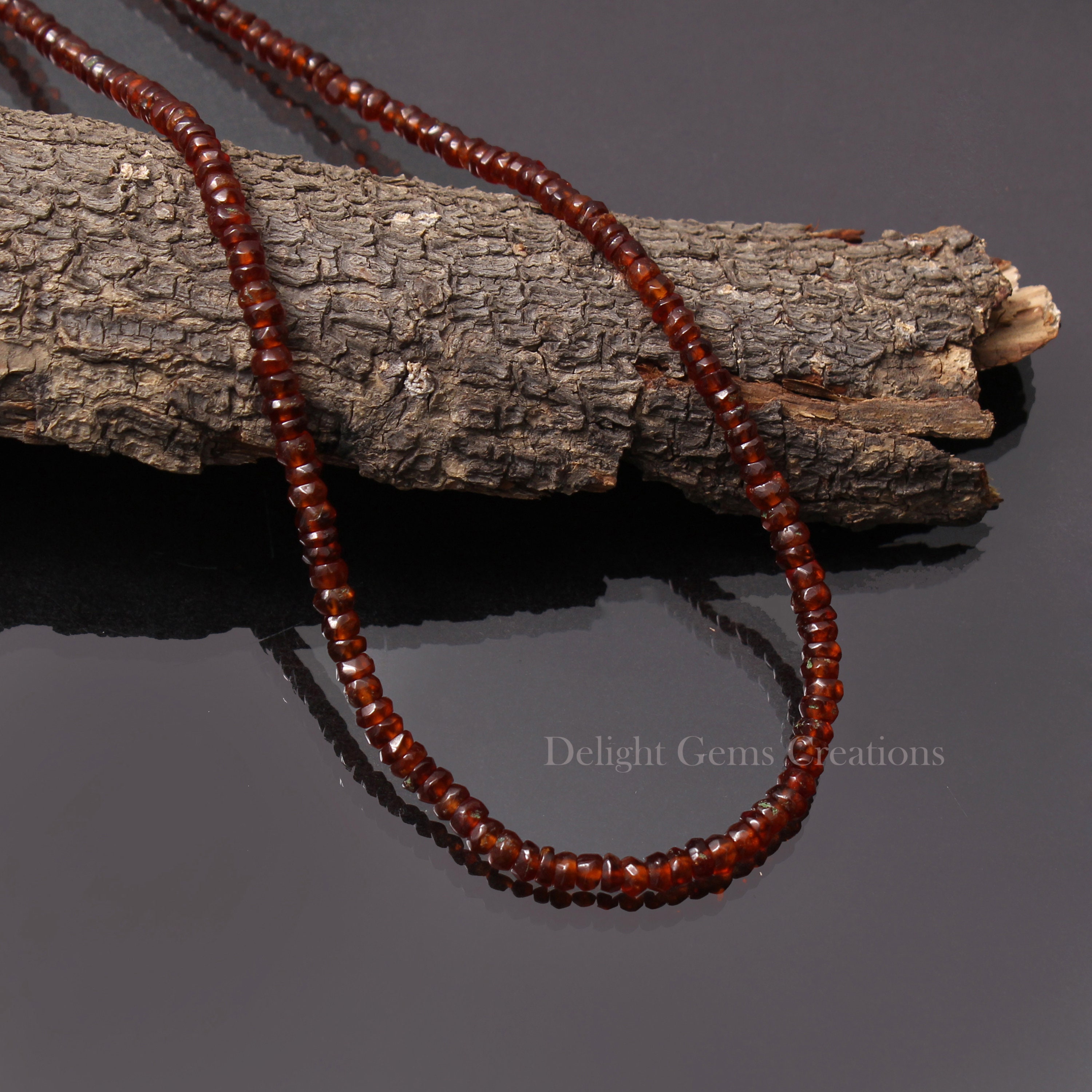 Natural Hessonite Beaded Necklace 3.5-4 Mm Deep Red Orange - Etsy