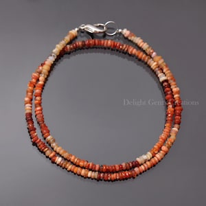 Mexicaanse Vuur Opal Kralen Ketting, 3.5mm Vuur Opaal Faceted Rondelle Kralen Ketting-Opaal Kralen Sieraden, Vuur Opal Edelsteen Kralen Ketting