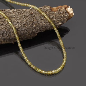 Natural Sphene Gemstone Beaded Necklace, 2.5mm-4.5mm Sphene Faceted Rondelle Beads Necklace, Titanite Necklace, Women&#39;s Necklace, Gift Her