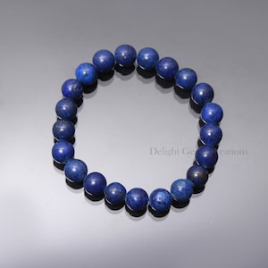 Natural Lapis Lazuli Stretch Bracelet, 10mm Blue Lapis Lazuli Smooth Round Beads Bracelet, Stacking Bracelet, Healing Unisex Bracelet